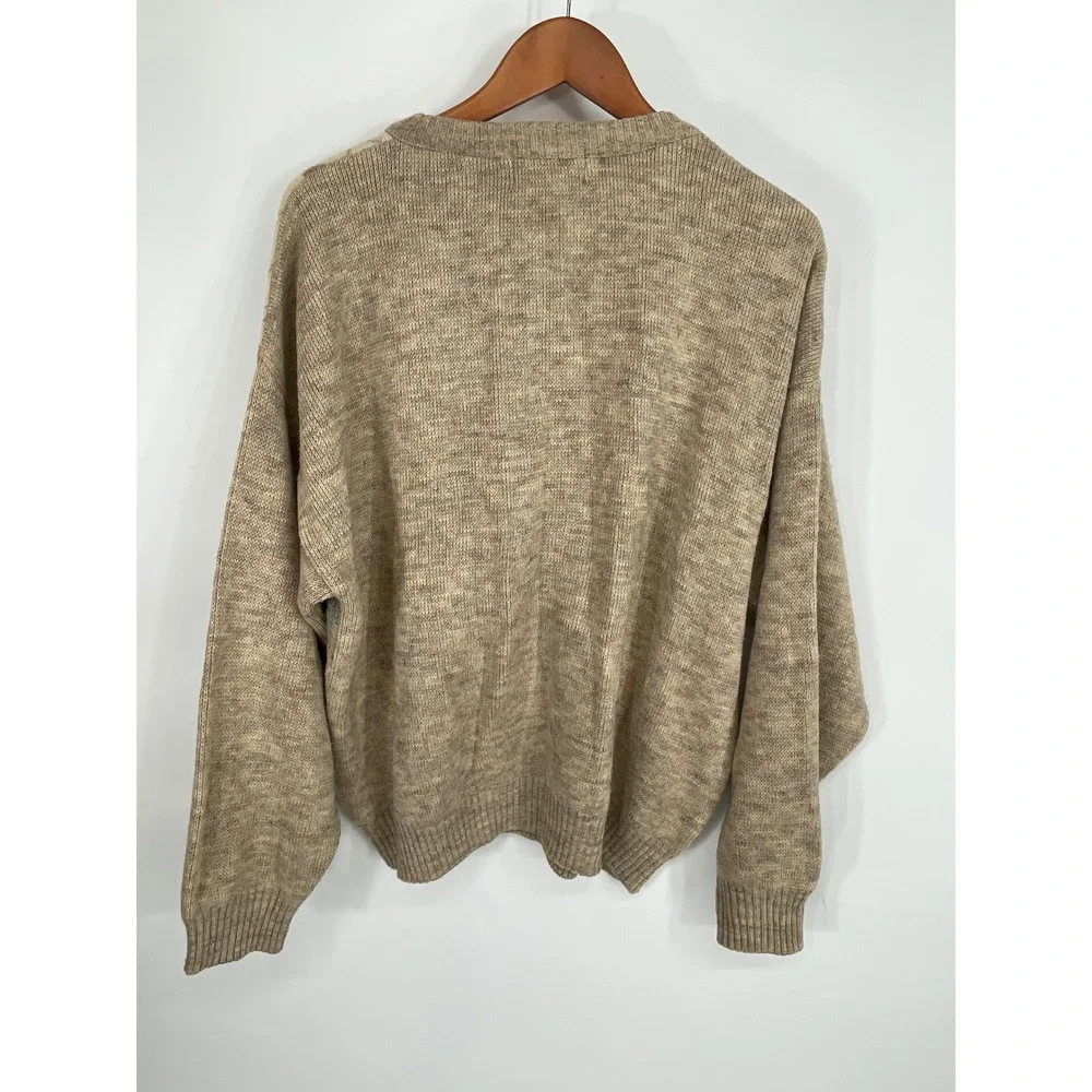 Murano Mens Sweater XL Crewneck Tan Argyle Preppy Wool Blend Made in Italy